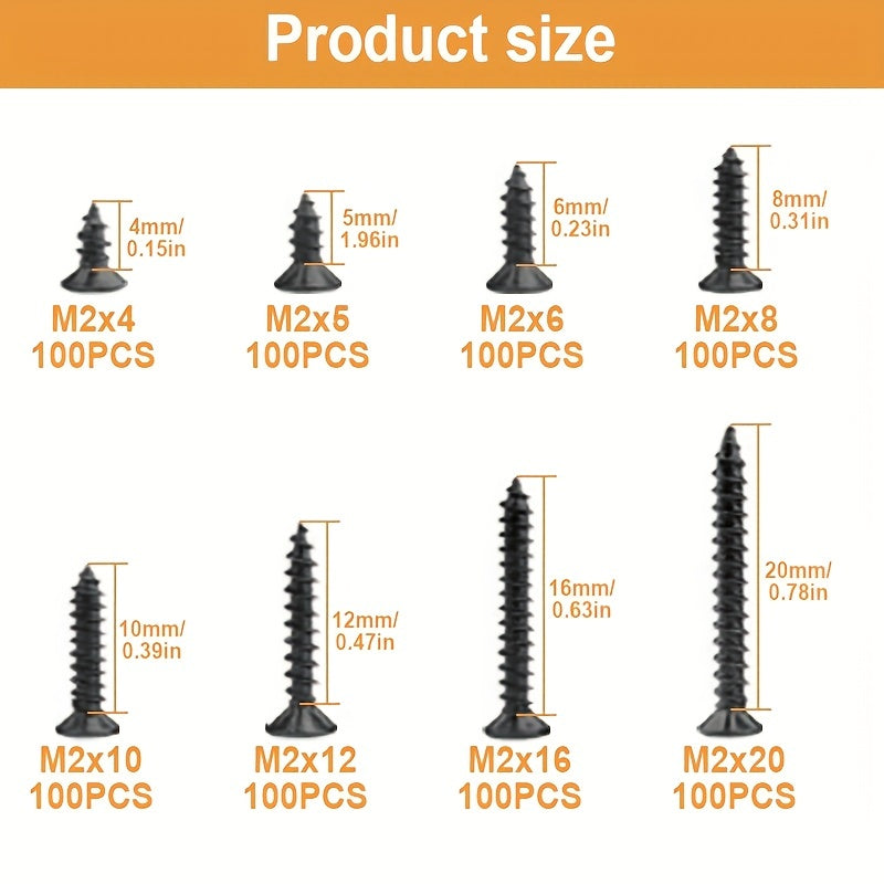 Pcs Black Flat Head Cross Carbon Steel Self Tapping Screws Ideal For Home Improvement  DIY Projects 3