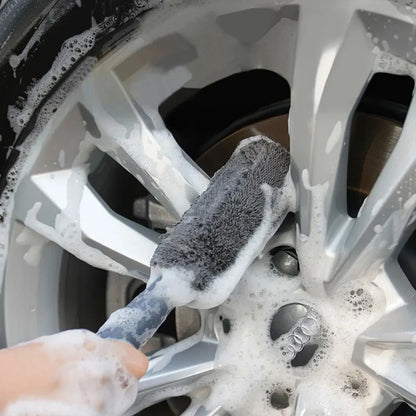 Premium Car Wheel Wash Brush With Plastic Handle Portable Microfiber Tire Rim Cleaner For Auto  Mot