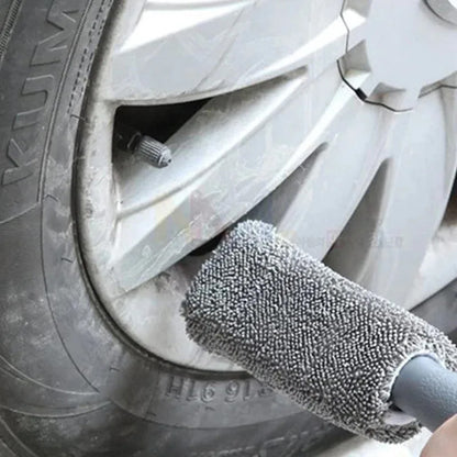 Premium Car Wheel Wash Brush With Plastic Handle Portable Microfiber Tire Rim Cleaner For Auto  Mot
