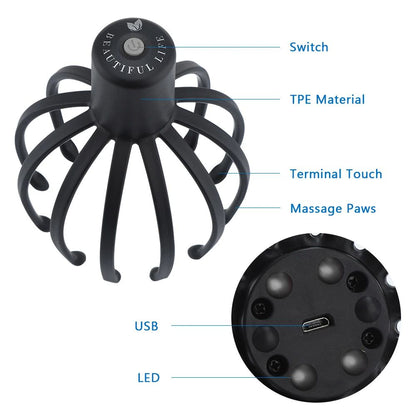 USB Rechargeable Electric Head Massager Massage Claws  ThreeSpeed Vibration Mode 1