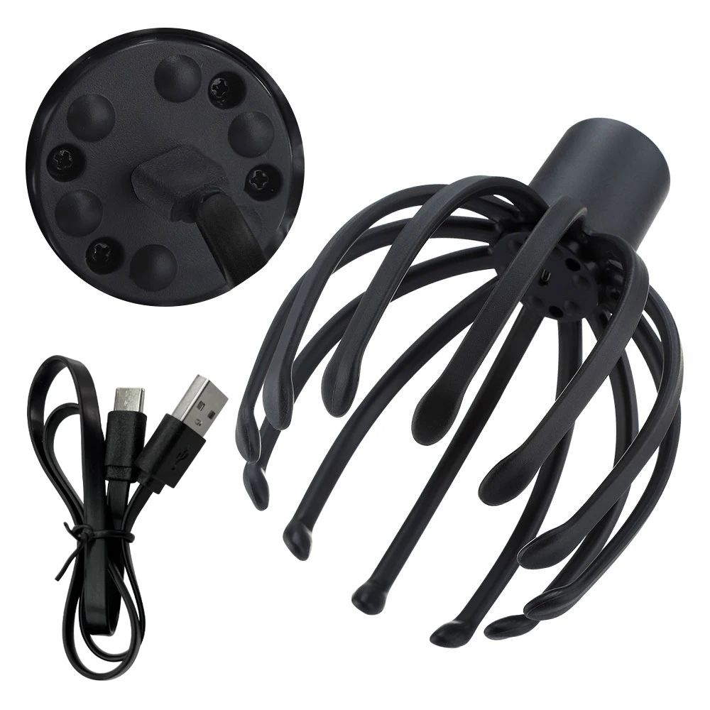 USB Rechargeable Electric Head Massager Massage Claws  ThreeSpeed Vibration Mode 4