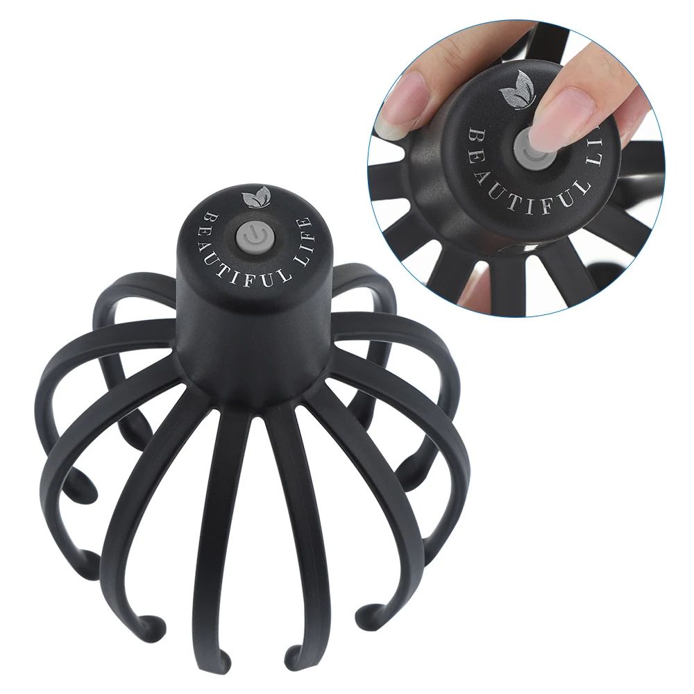 USB Rechargeable Electric Head Massager Massage Claws  ThreeSpeed Vibration Mode 5