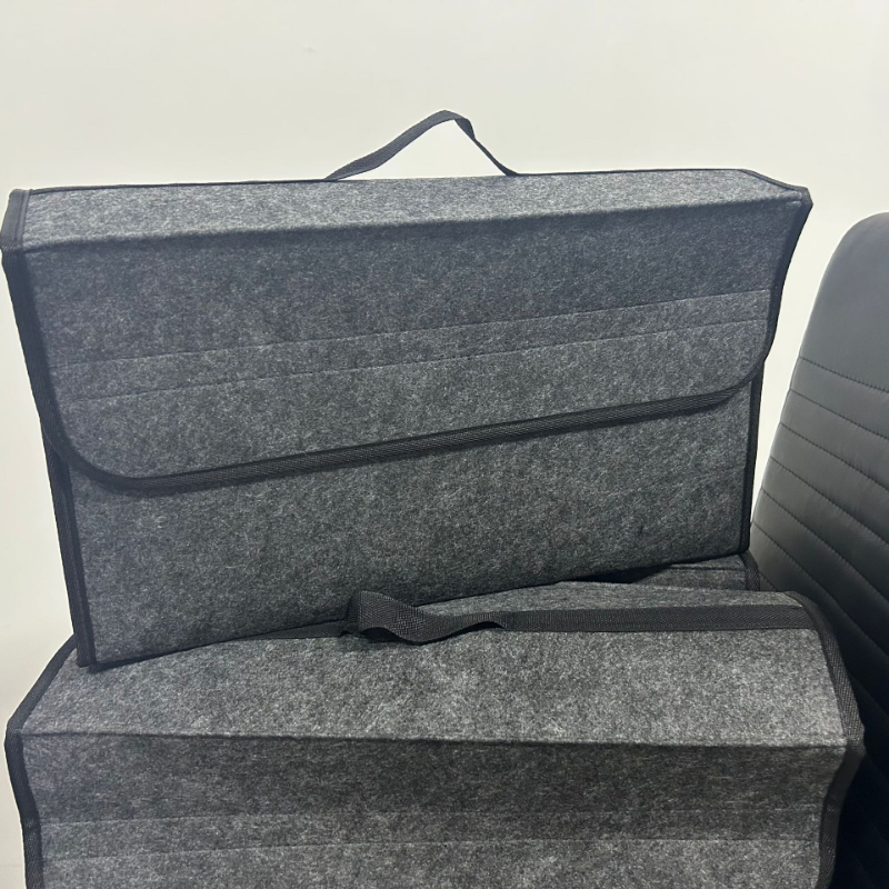 Premium Gray AntiSlip Compartment Boot Storage Organizer Soft Felt Car Trunk Organizer  Tool Storag 1