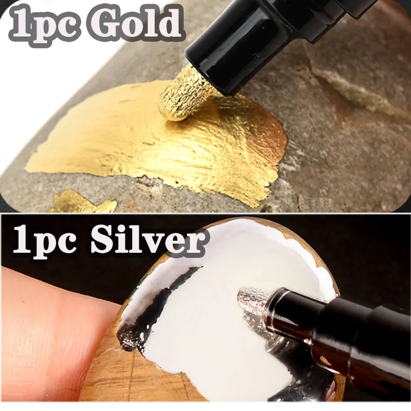 Chrome Reflective Marker Pens Mirror Paint For Car Styling DIY Art  Crafts Gold  Silver Signature M 7