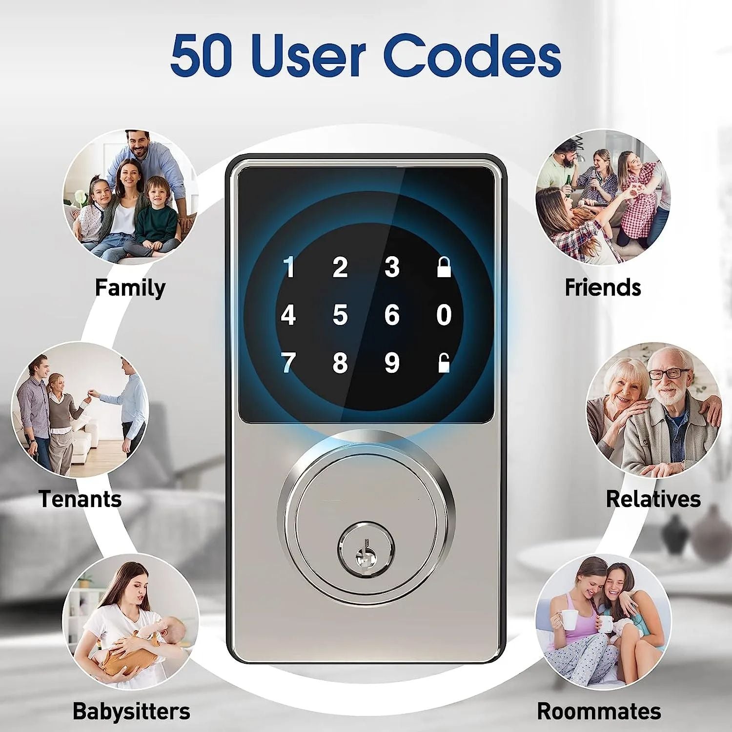 Keyless Entry Door Lock with Touchscreen Keypads, Smart Lock with Password