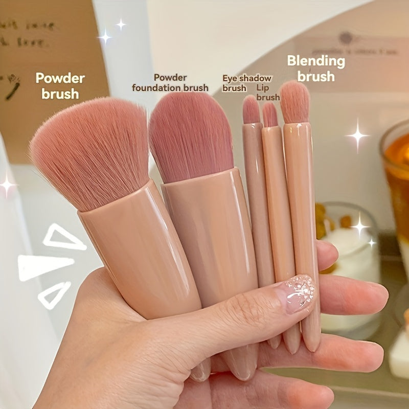 Mini Travel Makeup Brush Set Compact & Foldable Makeup Kit with Mirror for Easy Touch Ups