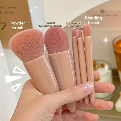 Mini Travel Makeup Brush Set Compact & Foldable Makeup Kit with Mirror for Easy Touch Ups
