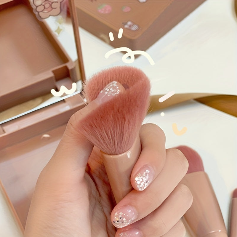 Mini Travel Makeup Brush Set Compact & Foldable Makeup Kit with Mirror for Easy Touch Ups