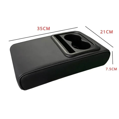 Universal Car Center Console Armrest Cushion With 2 Cup Holders PU Leather Height Adjustable Pad Fo 5