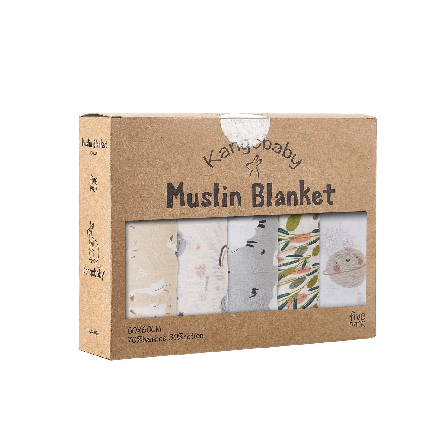 My Soft Life 5Piece Bamboo Cotton Muslin Blanket  Baby Burp Cloth Set MultiFunctional Essentials Fo 10