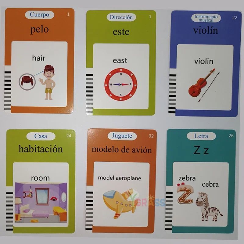 Educational Learning Talking Flash Cards For Kids  Multilingual Audio Book Toy English Russian Span 2