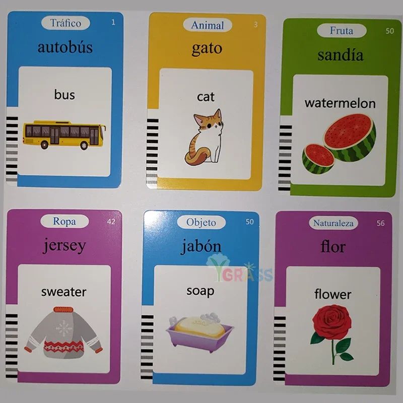 Educational Learning Talking Flash Cards For Kids  Multilingual Audio Book Toy English Russian Span 3