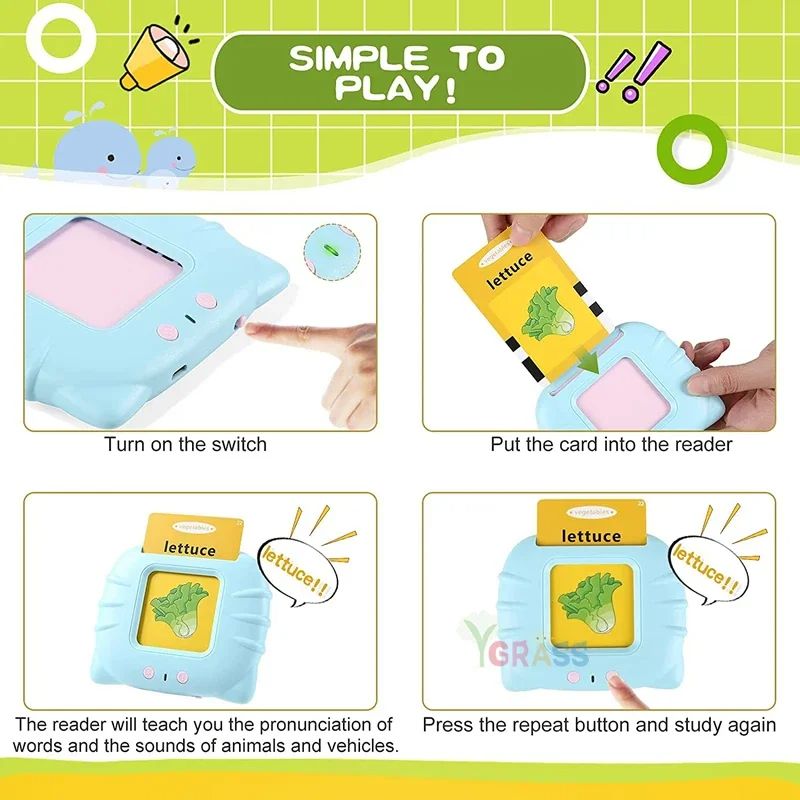 Educational Learning Talking Flash Cards For Kids  Multilingual Audio Book Toy English Russian Span 1