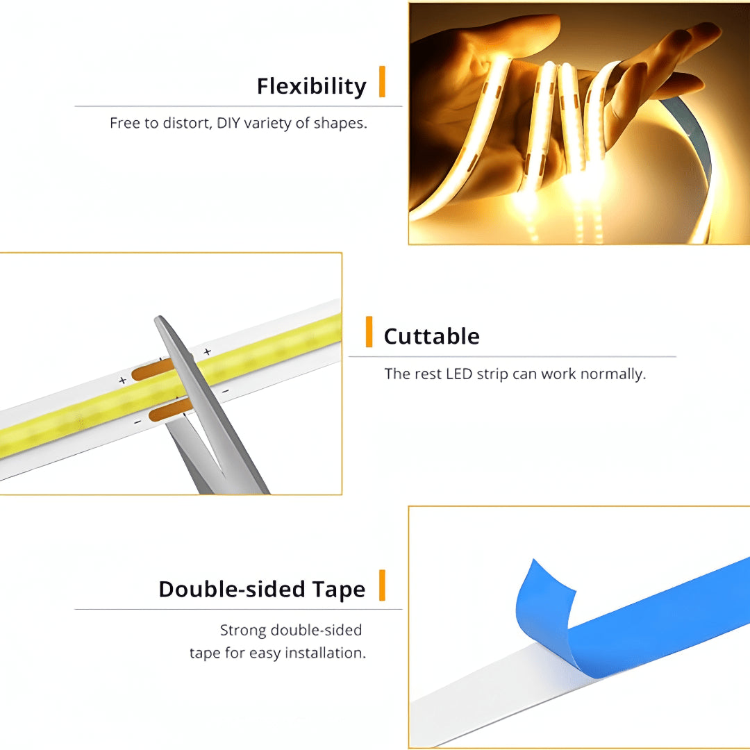 USB 5V COB LED Light Strip Flexible Touch Dimmer Diode Tape For DIY Room TV Mirror Backlight  Wall  2