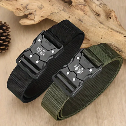 NoHole Tactical Waist Belt Automatic Buckle Design Durable Unisex Belt For Hiking Camping  Daily We 1