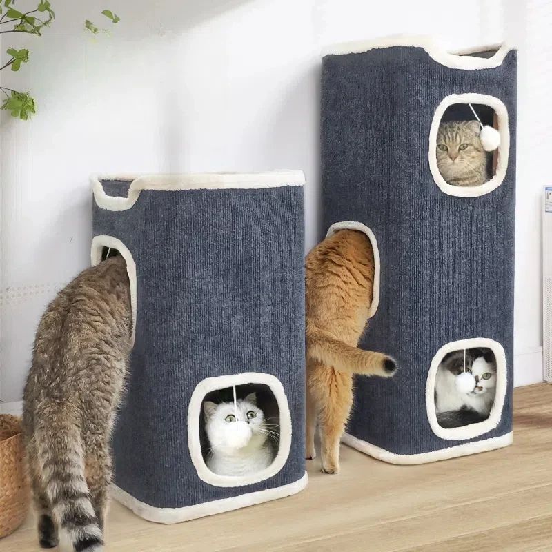 3Tier Cat Bed  Pet House Covered Cave With Soft Mat  Fluffy Ball 0