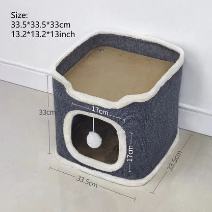 3Tier Cat Bed  Pet House Covered Cave With Soft Mat  Fluffy Ball 6