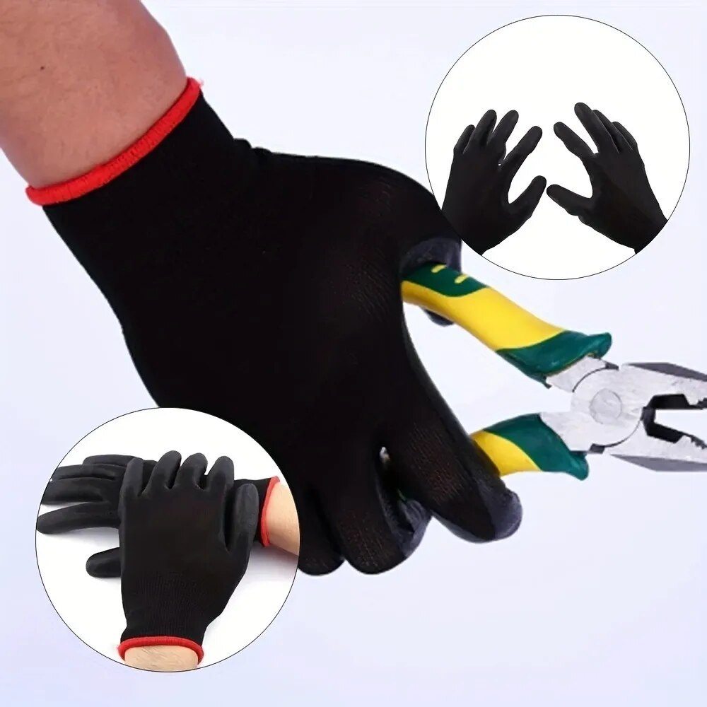 Heavy Duty Work Gloves Anti Slip ESD Protection For Gardening Woodwork  Crafts PU Material Machine  3