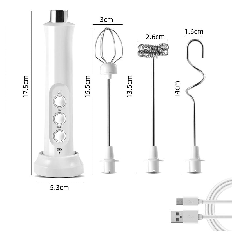 3 In 1 Portable Rechargeable Electric Milk Frother Foam Maker, Handheld Foamer, Coffee Frothing Wand