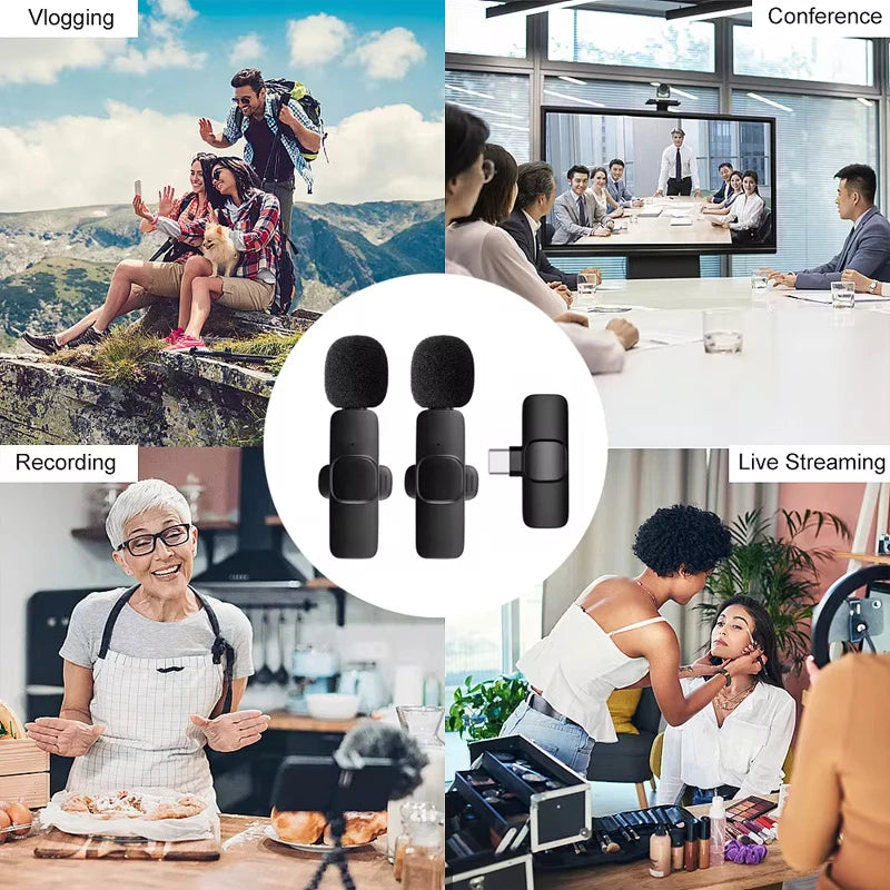 Dual Wireless Microphone With Noise Reduction ClipOn Lavalier Mic For Streaming Vlogging  Recording