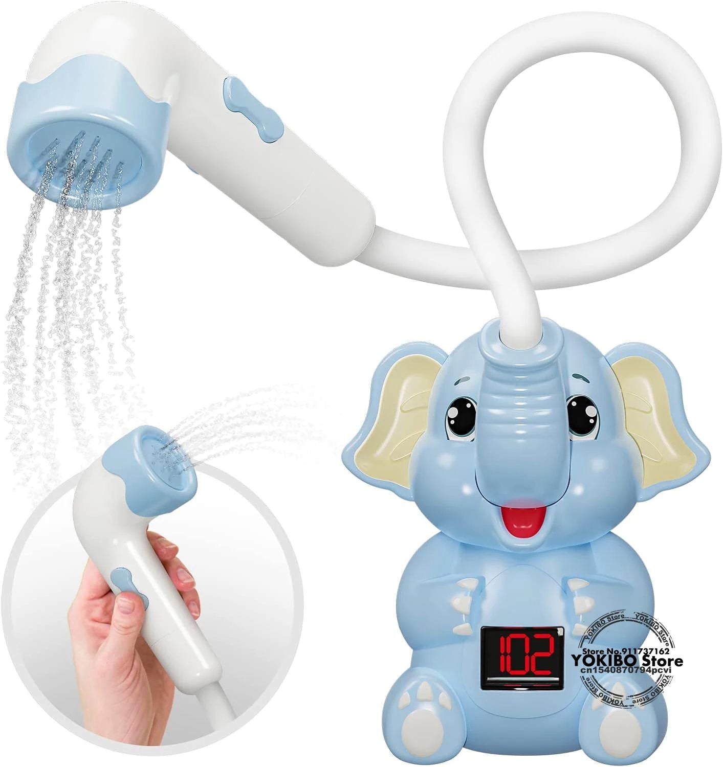 Electric Elephant Baby Bath Toy With Shower Thermometer USB Rechargeable Water Spray For Toddlers 5