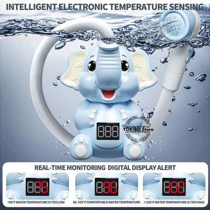 Electric Elephant Baby Bath Toy With Shower Thermometer USB Rechargeable Water Spray For Toddlers 1