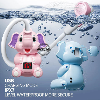 Electric Elephant Baby Bath Toy with Shower Thermometer, USB Rechargeable Water Spray for Toddlers