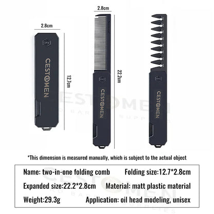 2 In 1 Pocket Folding Comb Wide Tooth  Dense Tooth Beard Comb For Barber Hair Clipper  Salon Stylin 6