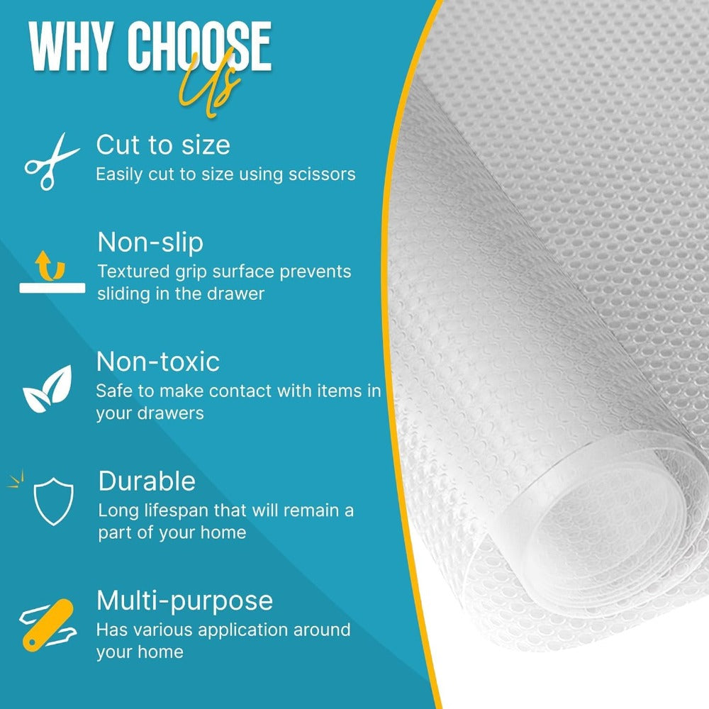 Waterproof Kitchen Shelf Liner – Non-Slip Cabinet & Drawer Liner, Easy Clean & Durable Mat