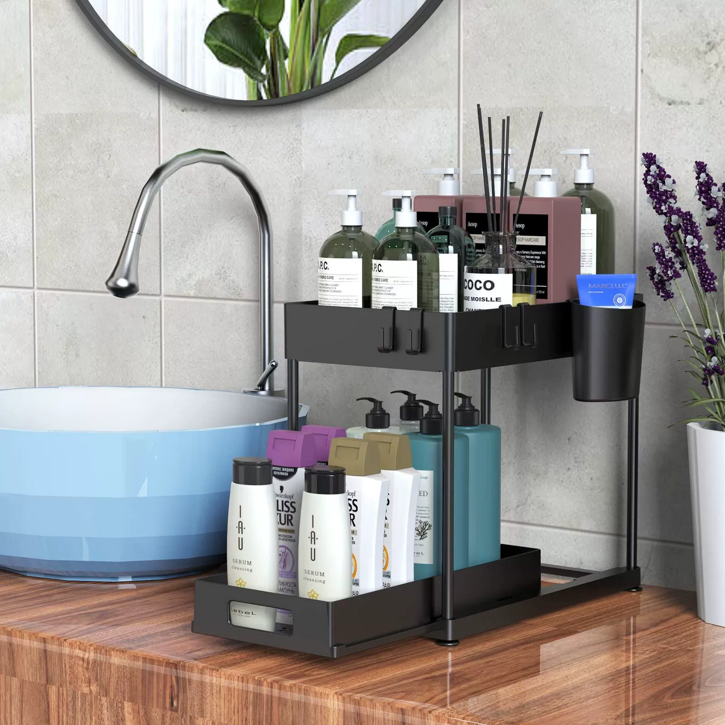 Duallayer pullout shelf kitchen organizer