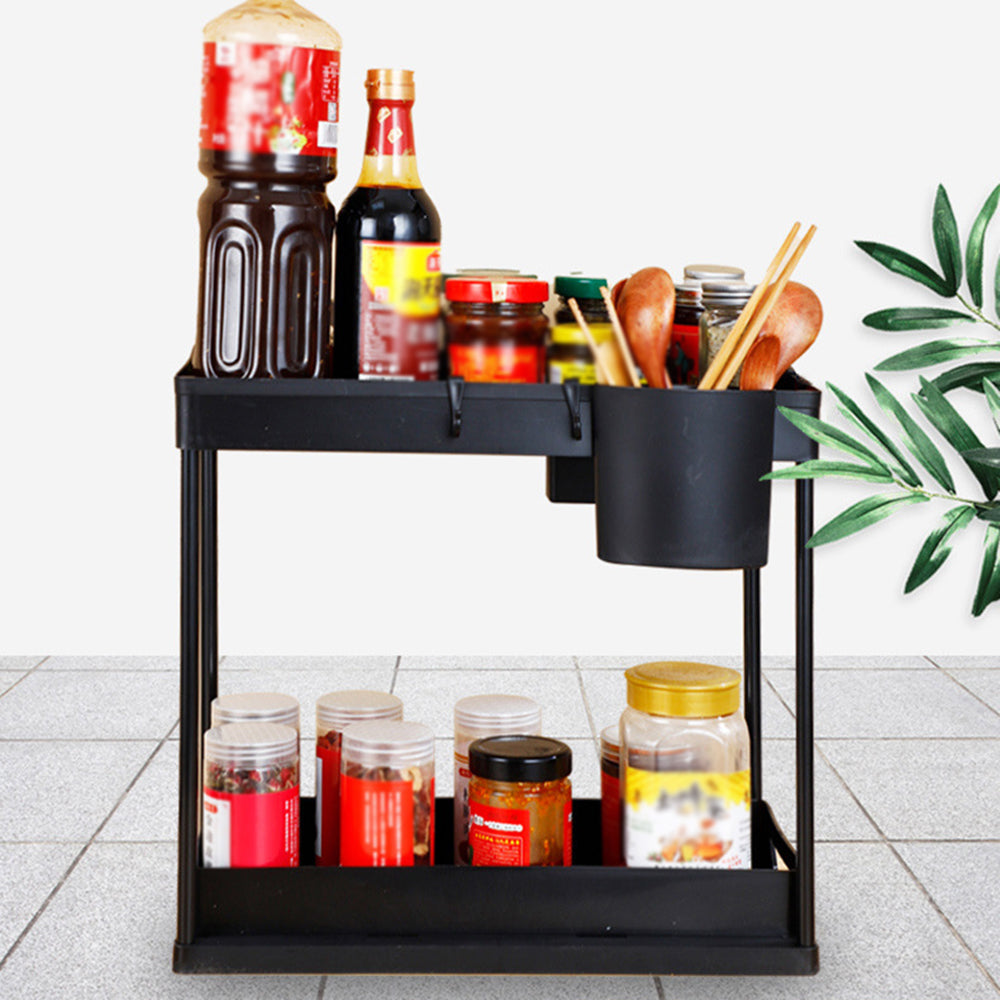 Kitchen counter organizer pullout drain rack