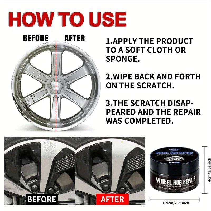 Wheel Hub Scratch Repair Wax  Deep Conditioning For Automobile Tires  Alloy Wheels 4