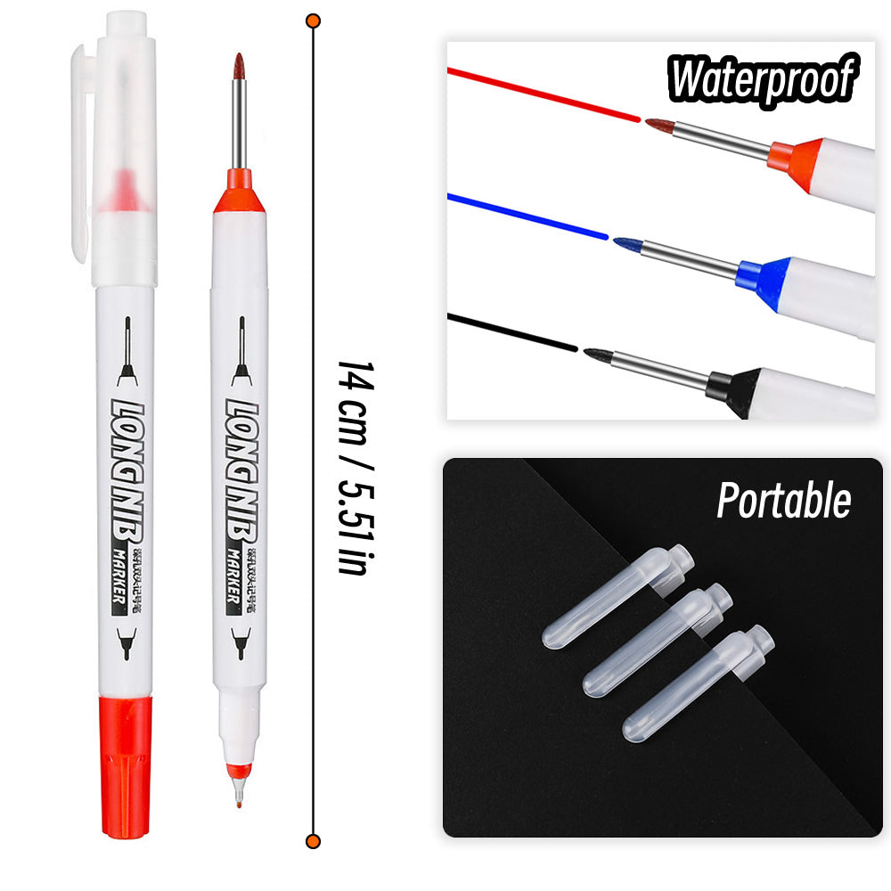DoubleTip Deep Hole Long Head Nib Markers Waterproof MultiPurpose Pen For Metal Woodworking  Bathro 1