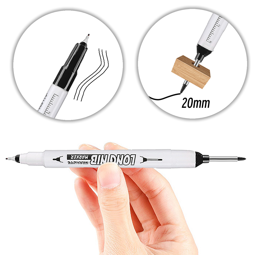 DoubleTip Deep Hole Long Head Nib Markers Waterproof MultiPurpose Pen For Metal Woodworking  Bathro 2