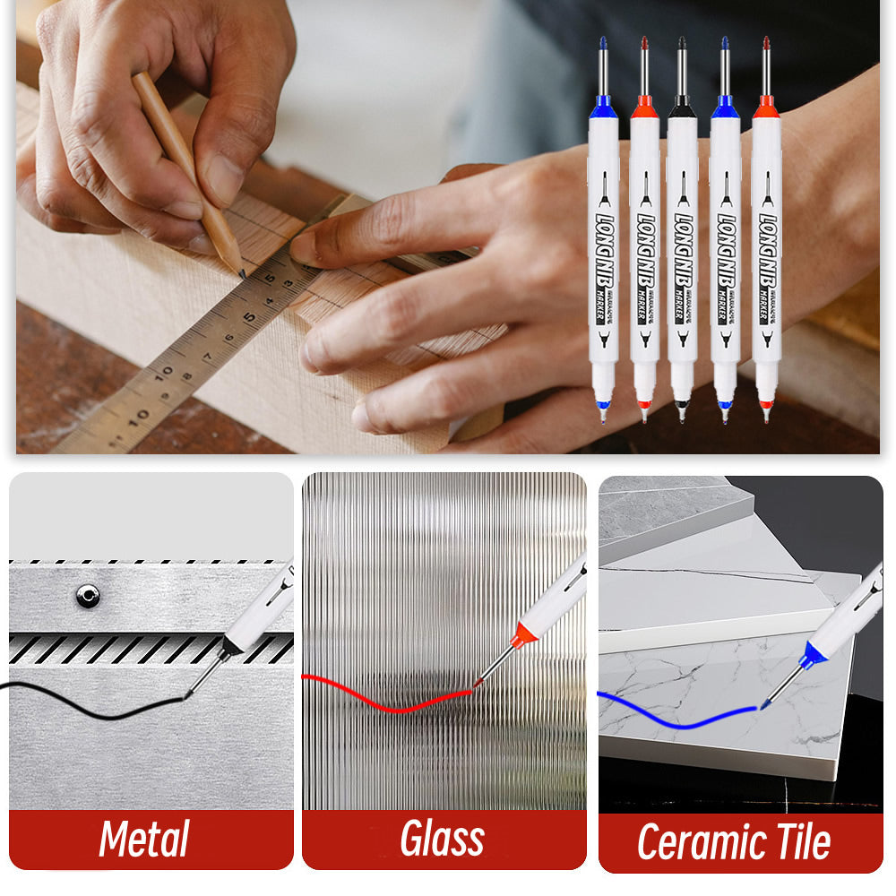 DoubleTip Deep Hole Long Head Nib Markers Waterproof MultiPurpose Pen For Metal Woodworking  Bathro 3