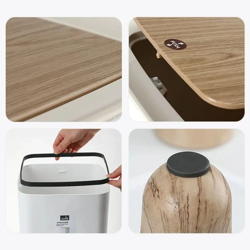 Modern Trash Can With Lid  Press Dustbin For Living Room Bathroom Kitchen 1