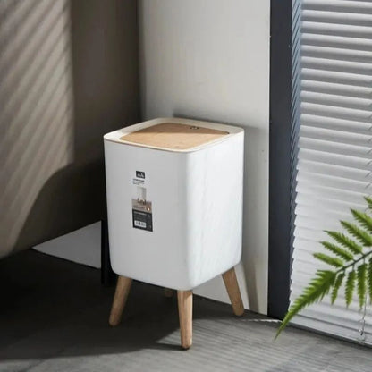 Modern Trash Can With Lid  Press Dustbin For Living Room Bathroom Kitchen 2