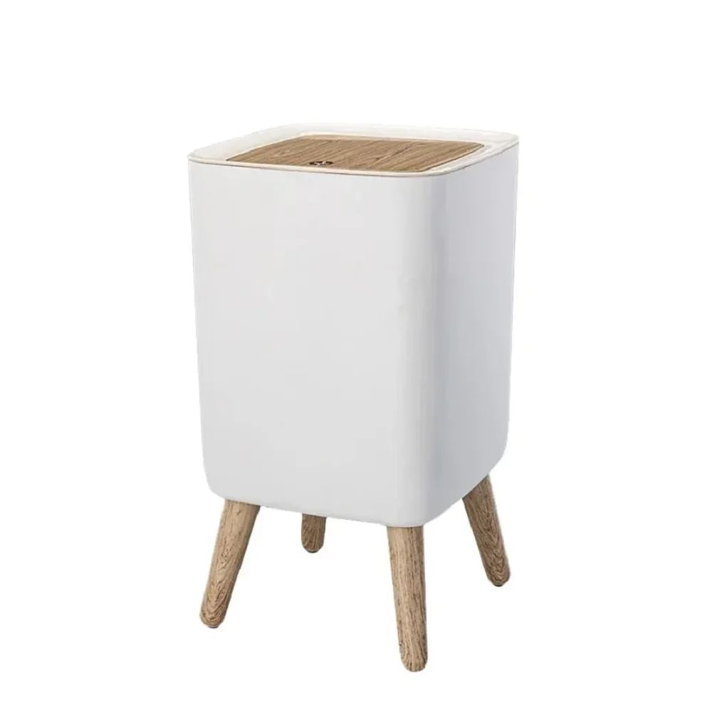 Modern Trash Can With Lid  Press Dustbin For Living Room Bathroom Kitchen 4