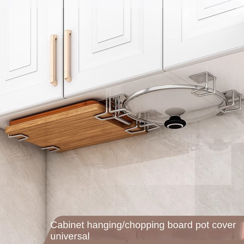 Kitchen Non Stainless Steel Storage Rack, Wall Mounted Pot Cover Rack Cabinet Bottom Cutting Board Storage Rack