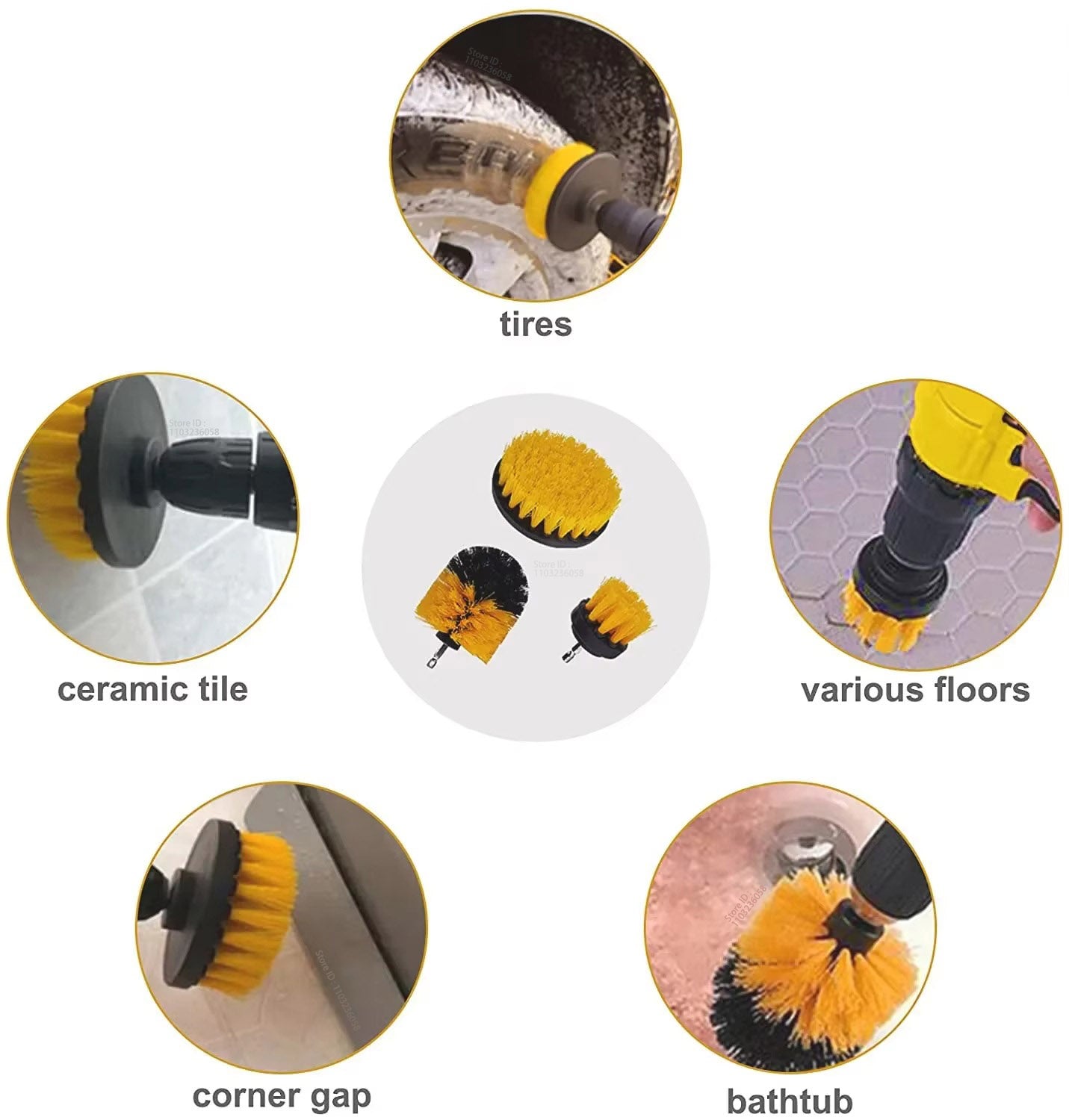 New Car Cleaning Brushes Kit Automotive Detailing Tools for Cars Electric Drill Brush  Dust Clean