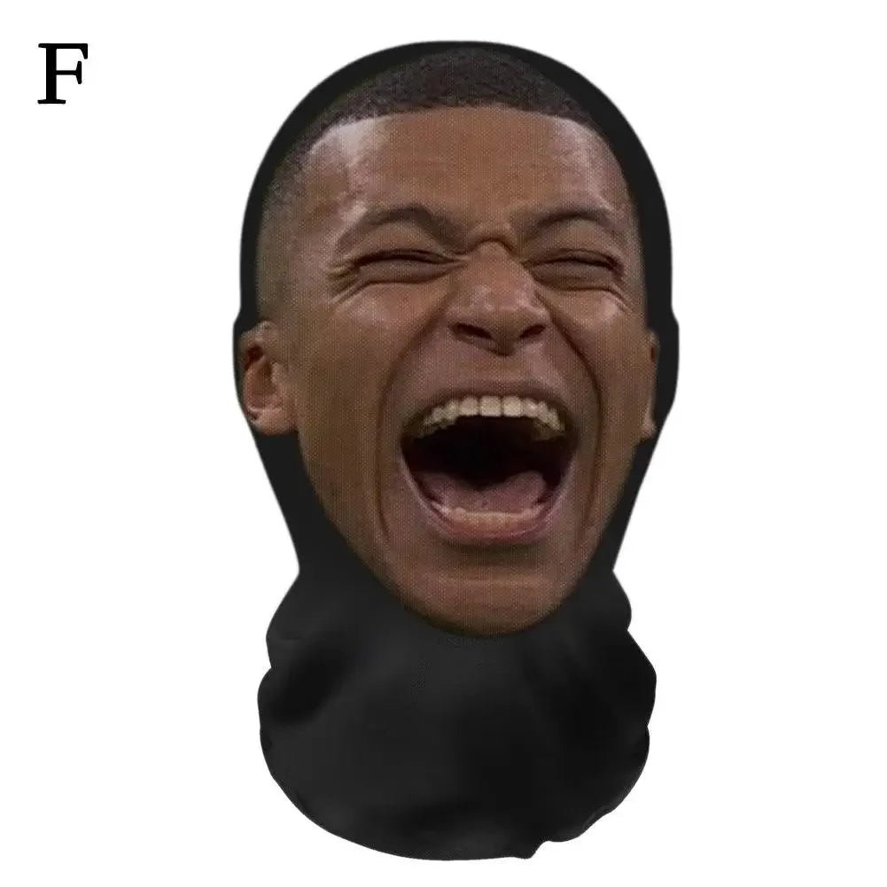Seamless Mask, Funny Face Printed Head Scarf for Halloween & Cosplay, Breathable & Comfortable