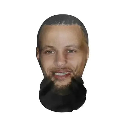 Seamless Mask, Funny Face Printed Head Scarf for Halloween & Cosplay, Breathable & Comfortable