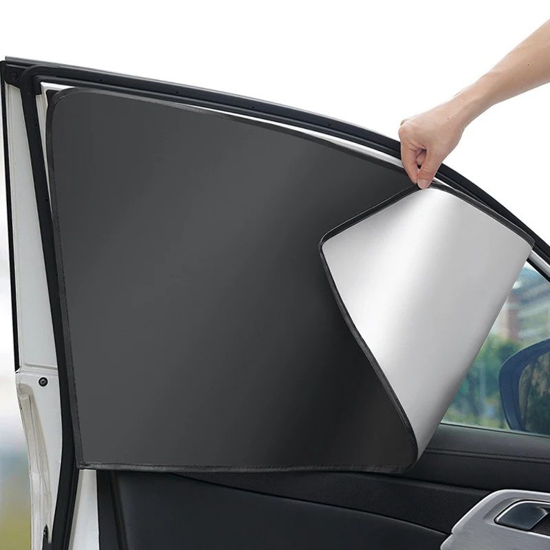 2Pcs Magnetic Car Side Window Sun Shade Curtain – UV Reflective Sun Protection for Summer
