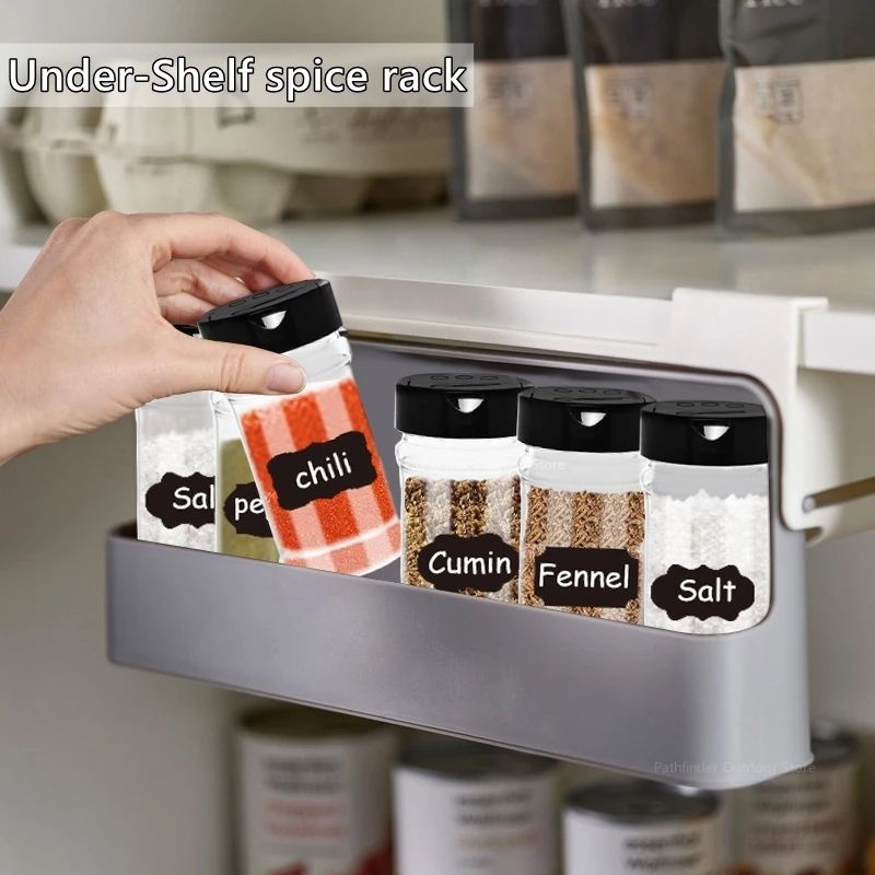 Kitchen Spice Rack SelfAdhesive WallMounted UnderShelf Organizer For Seasoning Bottles 1