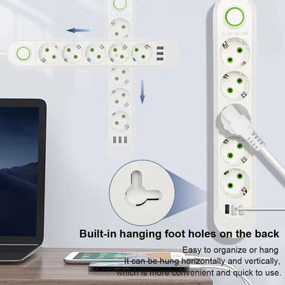 2500W Power Strip with AC Outlet  USB Ports Multiprise Extension Cord Fast Charging  Surge Prote