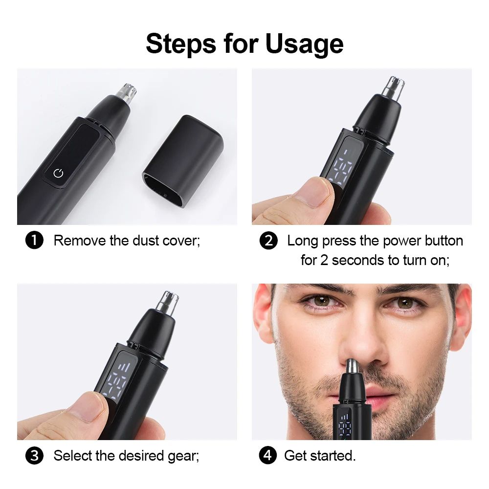 Professional Unisex Nose Hair Trimmer Rechargeable Automatic  Portable For Painless Grooming 5