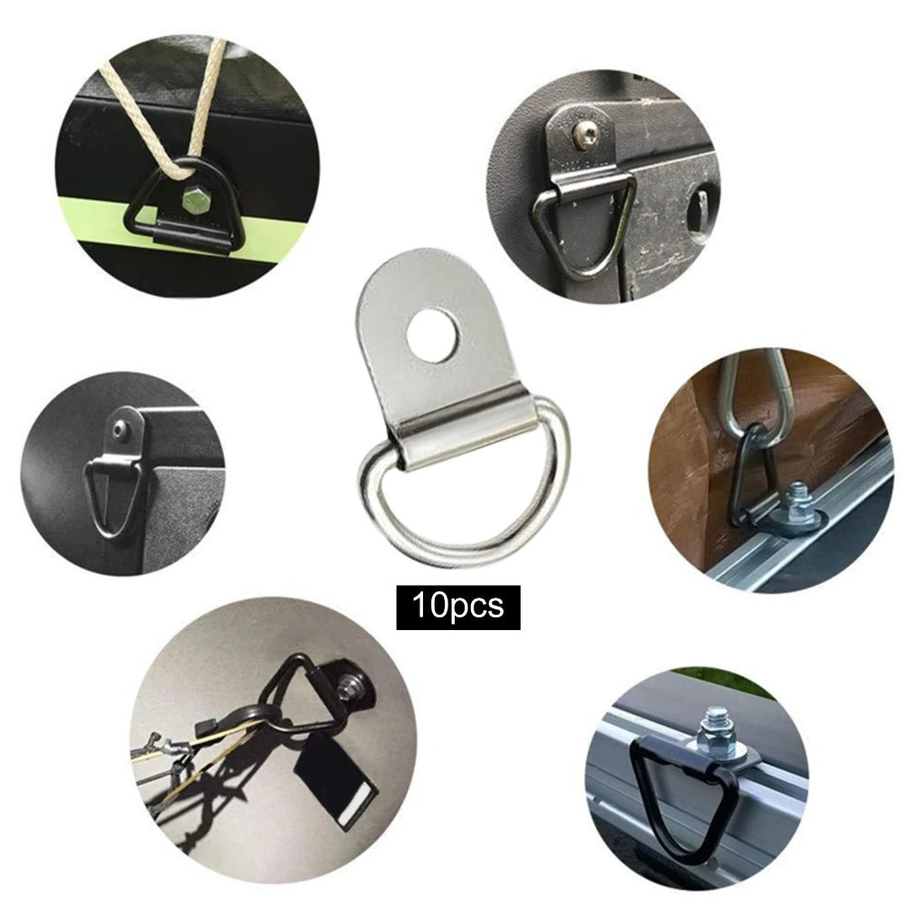 10Pcs Heavy-Duty Stainless Steel D Rings – Secure Tie Down Anchors & Lashing Rings for Car, Boat, Trailer, RV Load