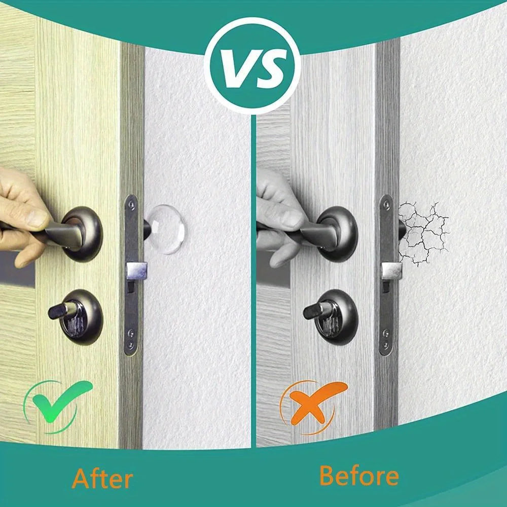 Clear Soft Rubber Door Stopper Door Knob Wall Shield & Muffler Pad Protective Plug