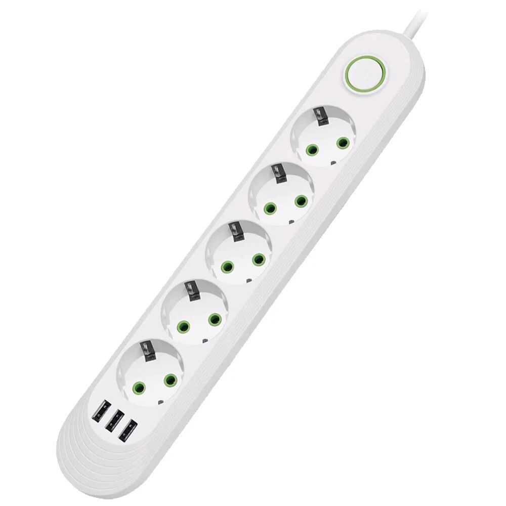 2500W Power Strip with AC Outlet  USB Ports Multiprise Extension Cord Fast Charging  Surge Prote