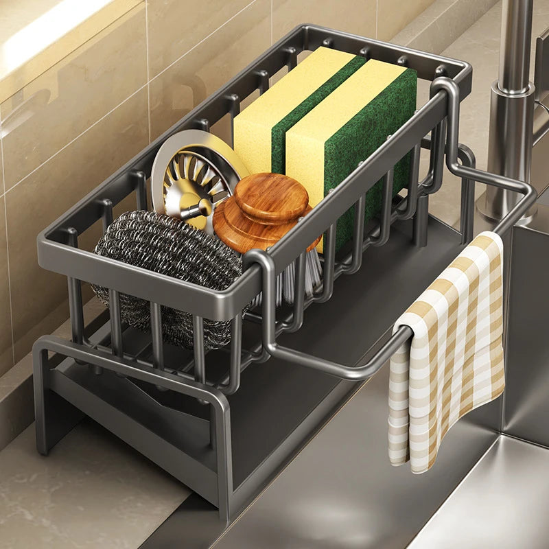 Kitchen Sink Drain Rack ABS Plastic SelfDraining Organizer For Sponge Soap  Dishcloth 2